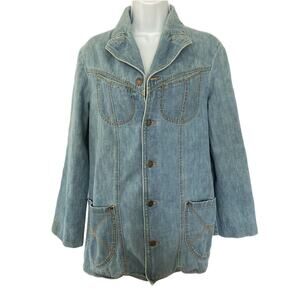 Vintage 70s MALE Brand Denim Jean Blazer Jacket Hippie Boho Size M